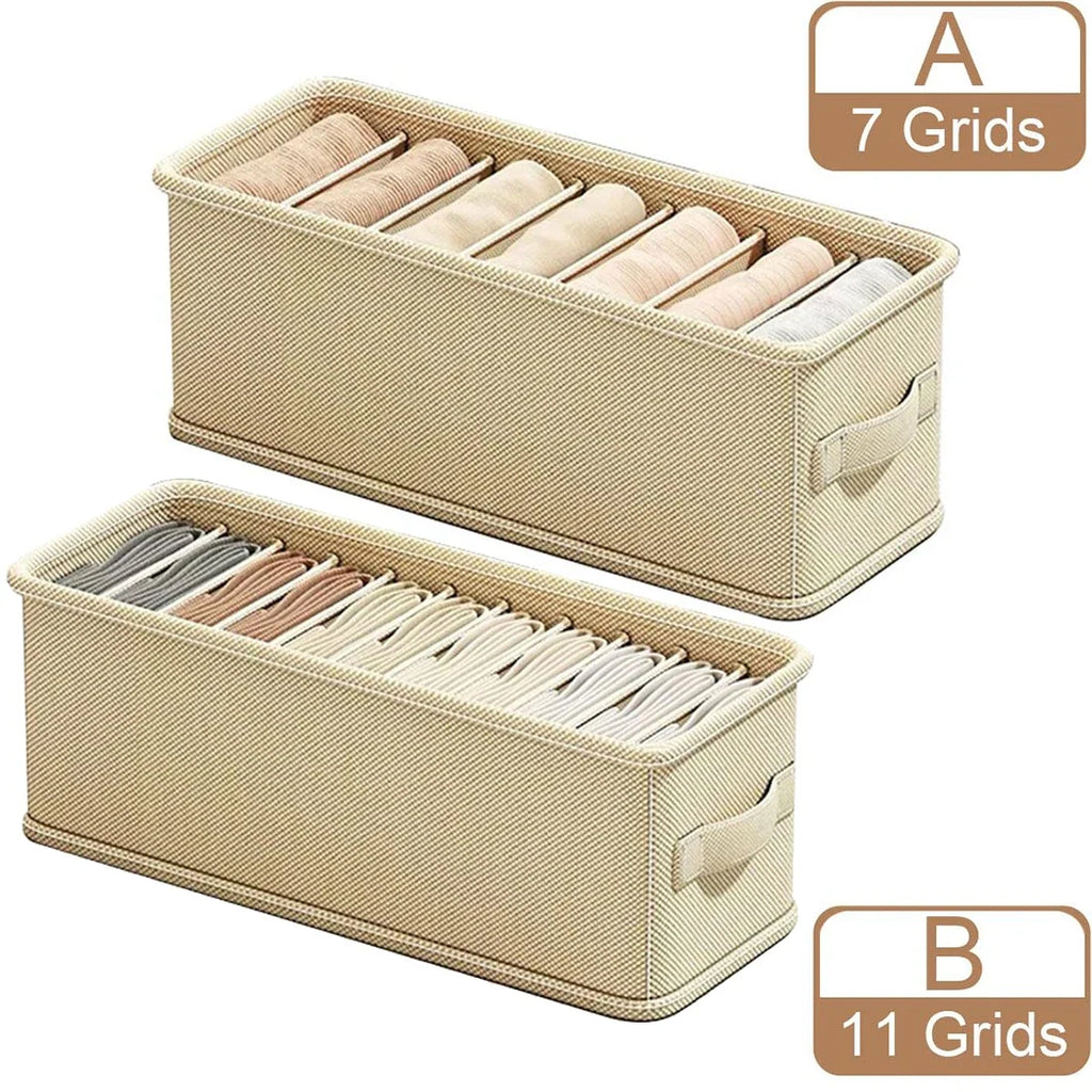 6/7 Grids Drawer Organizer Bras Underwear Socks Storage Box Cabinet Storage Organizer Box Fabric Home Dormitory Storage Supplies