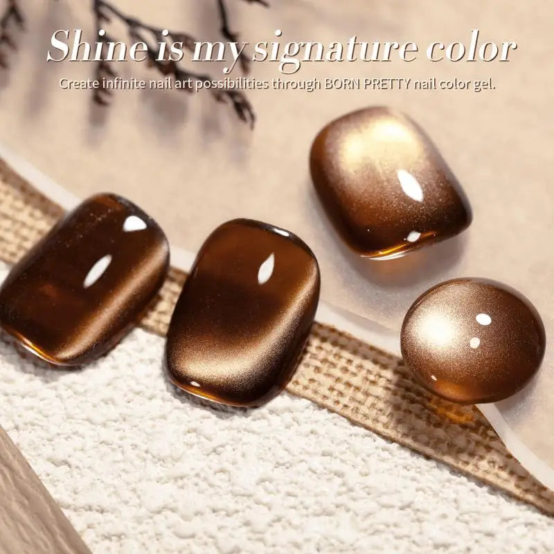 BORN PRETTY 10ml Brown Coffee Color Cat Magnetic Nail Gel Polish Fall Winter Soak Off UV LED Semi Permanent Nail Varnish 1/5PCS
