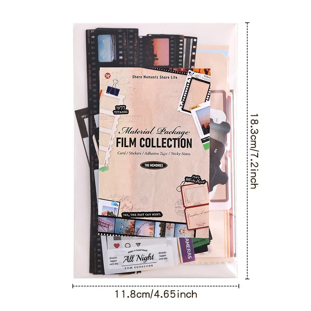 100 Pcs/Pack Vintage Movie Film Cards Notes And Stickers Set Pack For Scrapbook Kit Film Strip Photo Frame Journaling Supplies