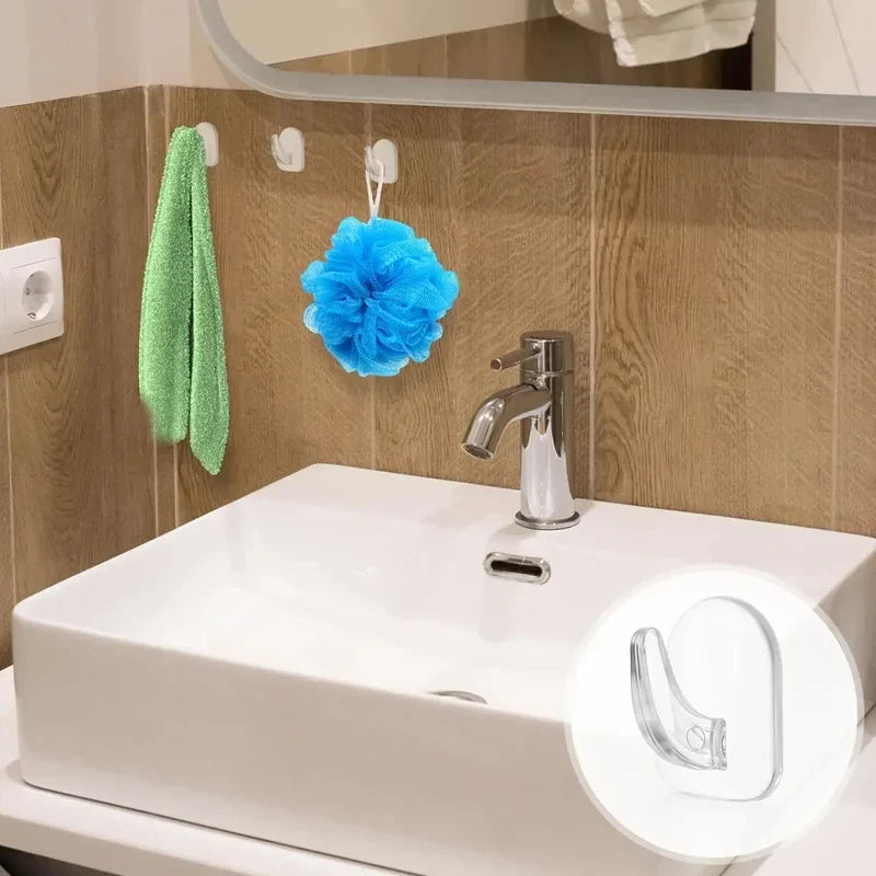 Mini Multifunctional Transparent Hooks Self-adhesive Wall Hooks Kitchen Waterproof Storage Without No Punching Required Hooks