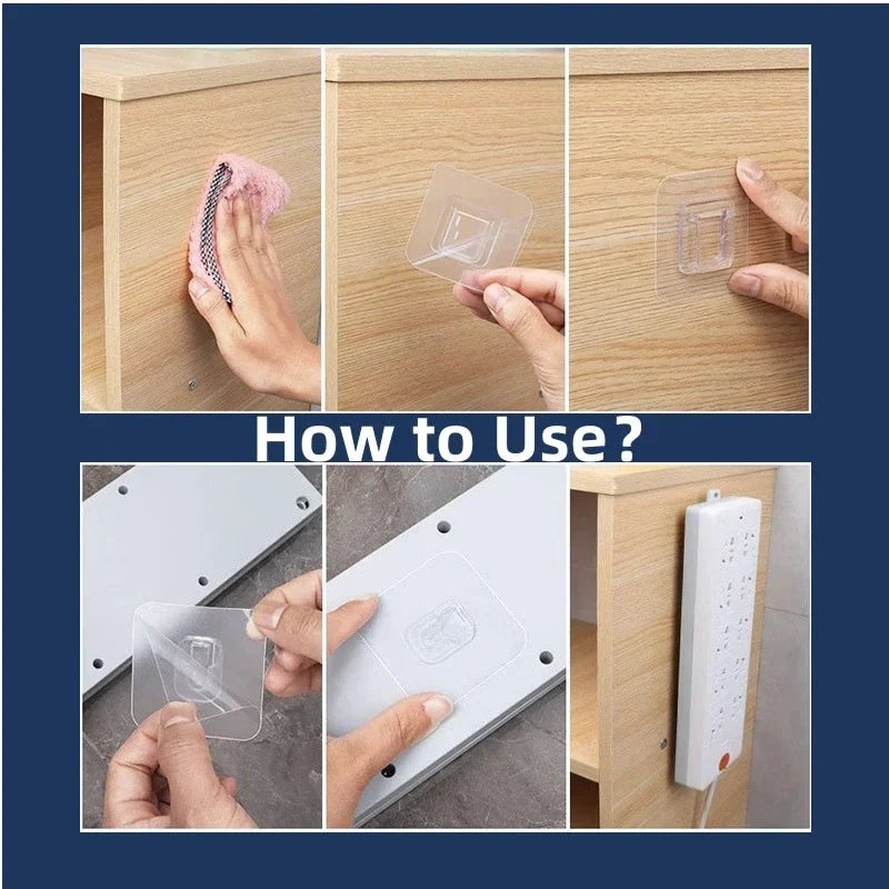 Double Sided Adhesive Wall Hooks Hanger Strong Transparent Suction Cup Storage Socket Hooks Bathroom Kitchen Bedroom Hook Kit