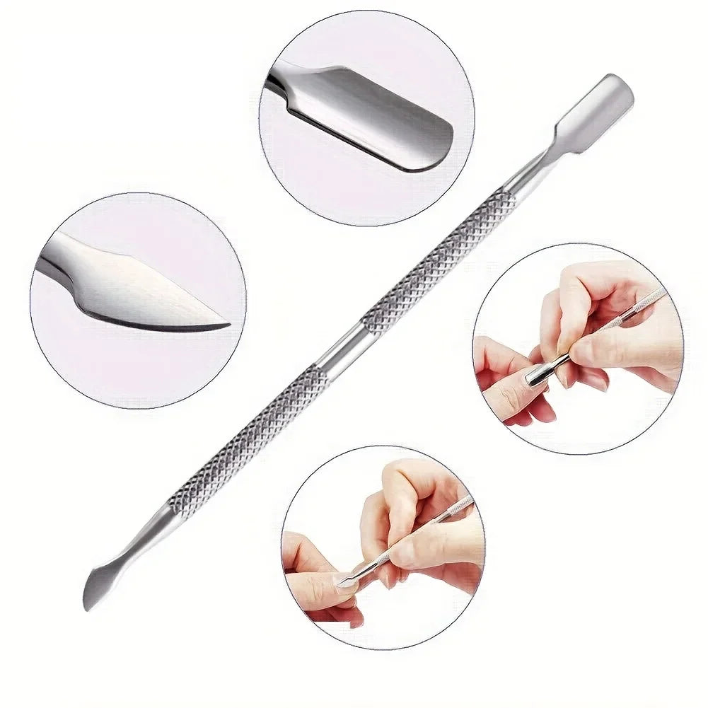 1/10Pcs Double Ended Stainless Steel Cuticle Pusher Dead Skin Push Remover for Pedicure Manicure Nail Art Cleaner Care Tool