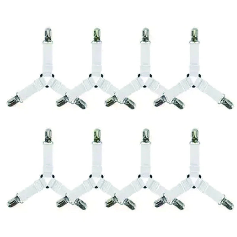 Universal Bedsheet Corner Tightener Clips Invisible Bedspread Secure Holder with Heavy-Duty Mattress Straps Sheets Slot Locks