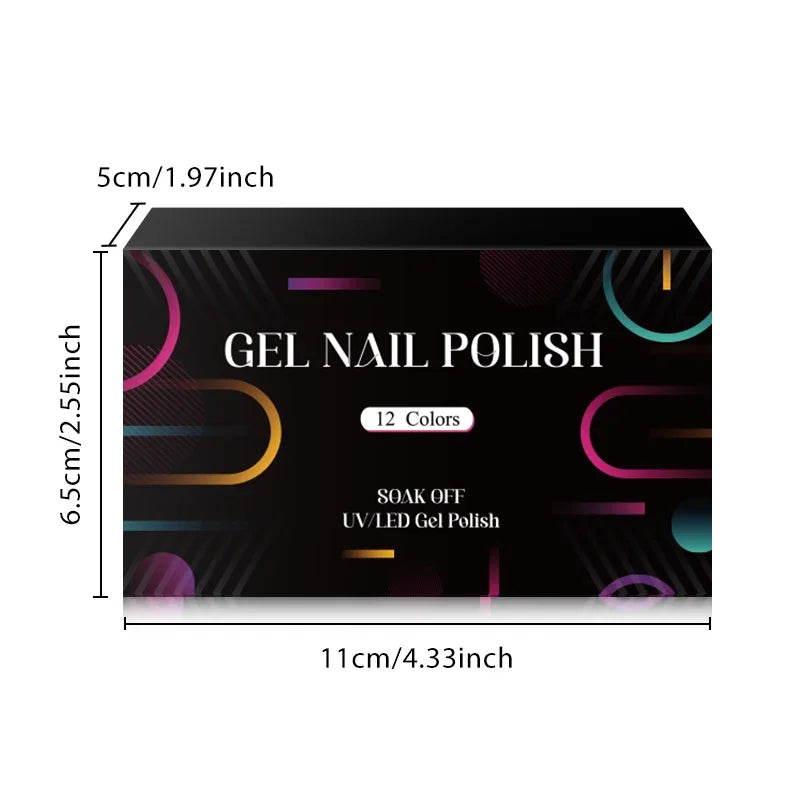 12pcs Gel Nail Polish Set HEMA TPO FREE Summer Colorful Long-Lasting Semi Permanent Soak Off UV Gel Varnish Nail Supplies DIY