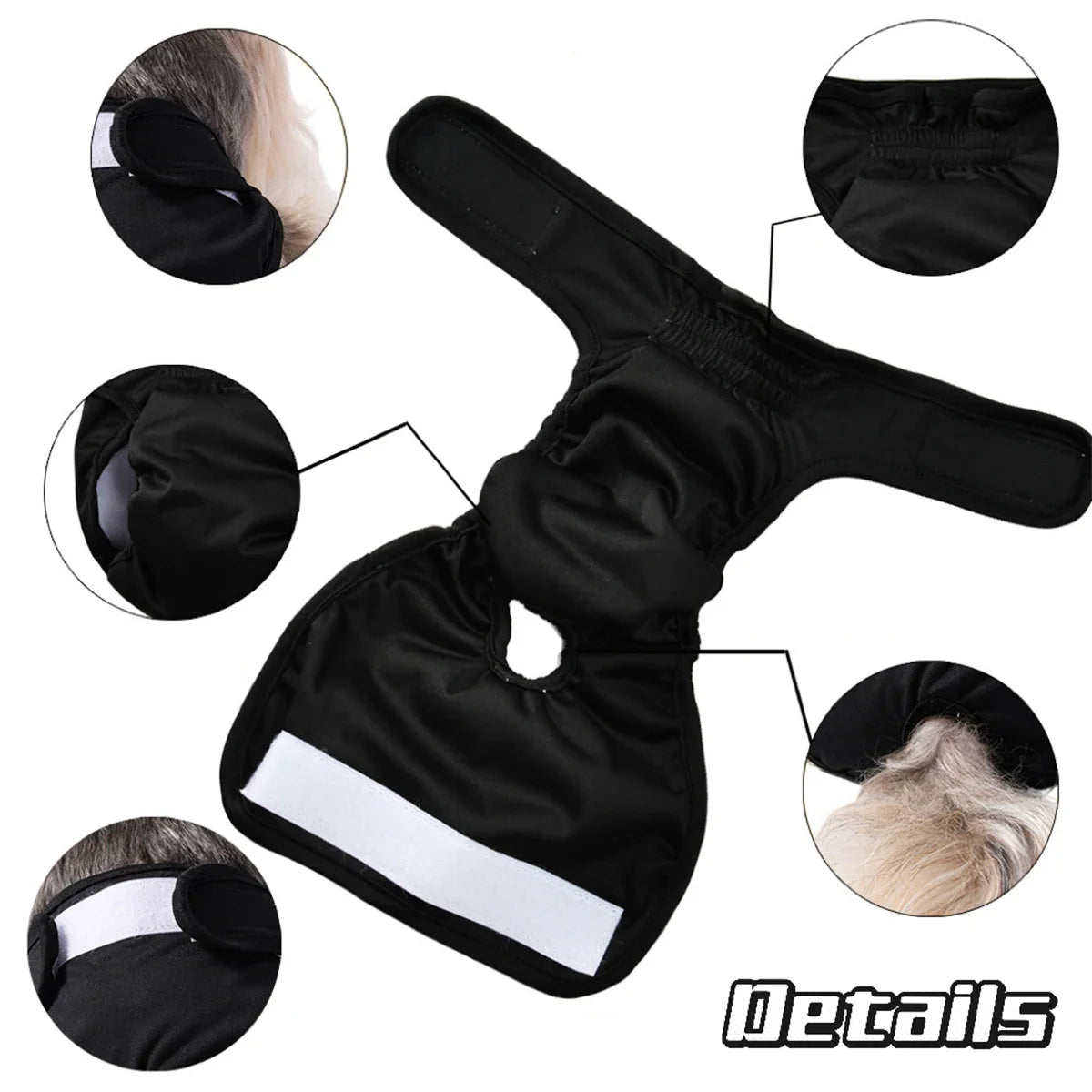 3pcs Washable Female Dog Diaper for Small Medium Dogs Adjustable Pet Physiological Pant Reusable Leakproof Pets  Diapers Sets