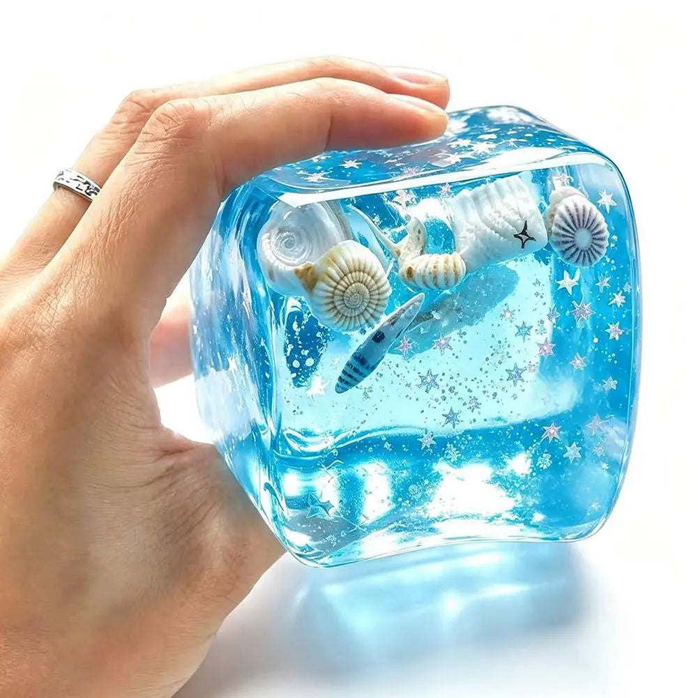 Ocean Shells Squishy Stress Balls Fidget Toy Super Soft Transparent Star Maltose Cubes Squeeze Fidget Toy Adult Stress Relief