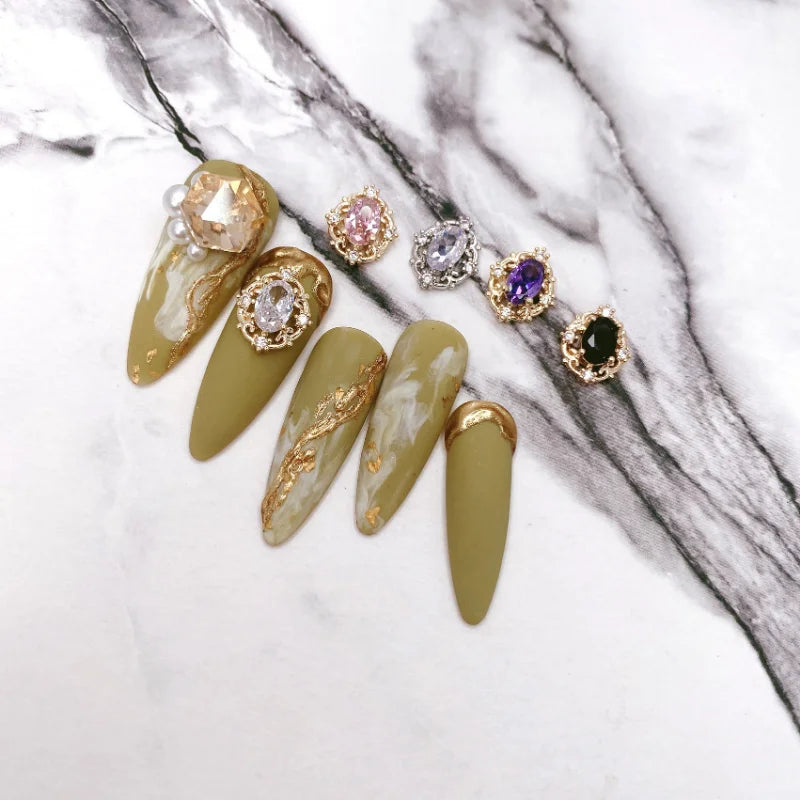 10Pcs Retro Nail Art Zircon Jewelry Charms Opal Shaped Sparkle Nail Rhinestones 3D Decals For Quality New Nail Art Accessories