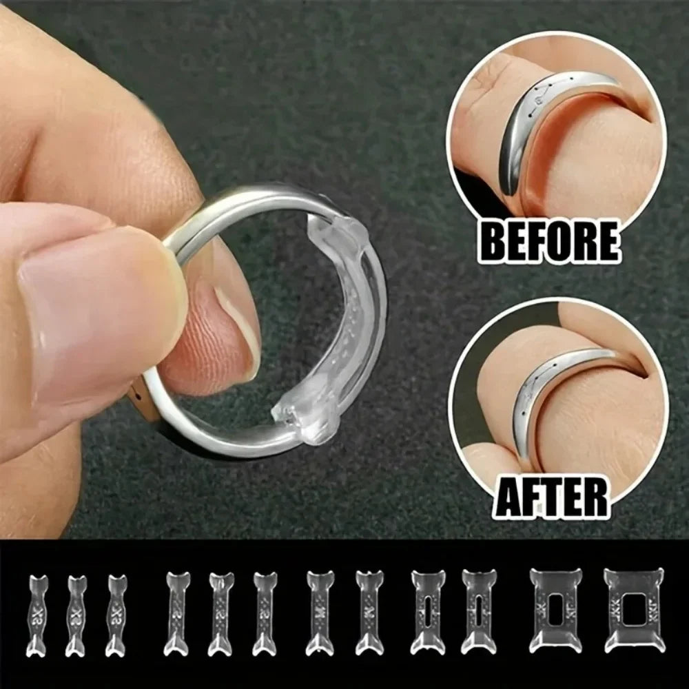 12Pcs/Set Ring Adjustment Pad Ring Size Adjuster Fixed Reduction Pad Invisible Ring Holder Retainer Shrinker for Large Rings