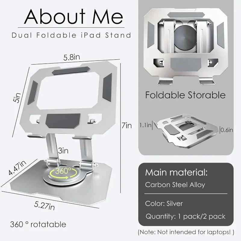 Tablet Stand Swivel Ipad Stand with 360 Rotating Base Adjustable Tablet Holder for Drawing, Compatible with IPad/Air/Mini More