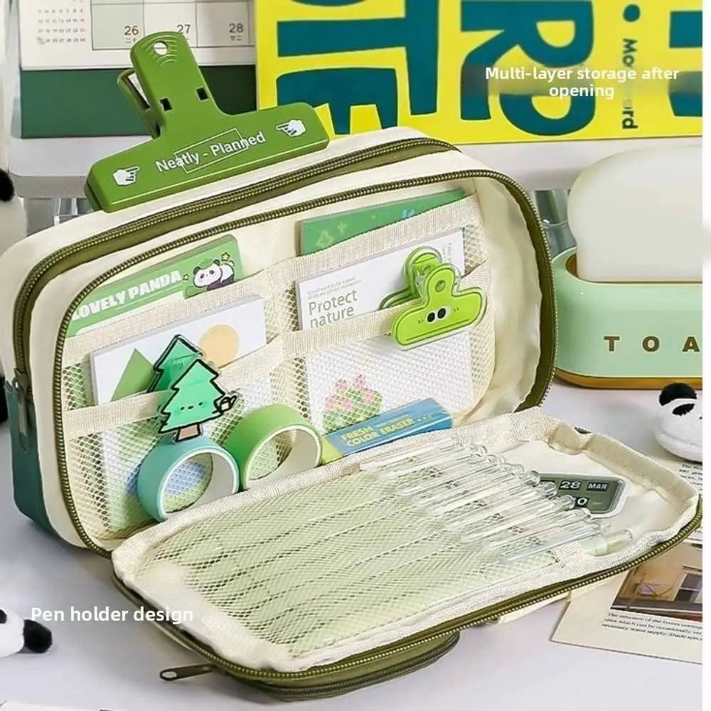 Pencil Holder Large Capacity Student Stationery Bag High Appearance Multilayer Pencil Pouch Dirt-resistant Pen Bag Children