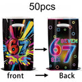 Gift For Her/Him 50/20pcs Colorful 67 Theme Party Gift Bags,Treat Bag with Handle, for Birthday Holiday Party Favor Supplies