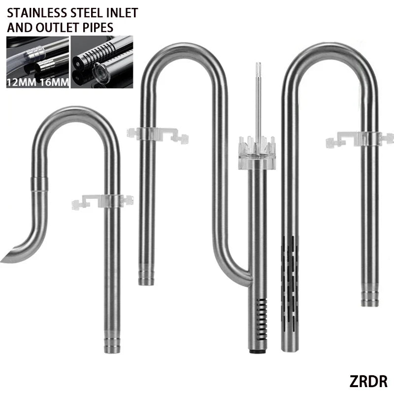 ZRDR Fish Tank Filter Tube Filter Aquarium External 304 Stainless Steel Inlet and Outlet Oil Removal Film Filter Accessories