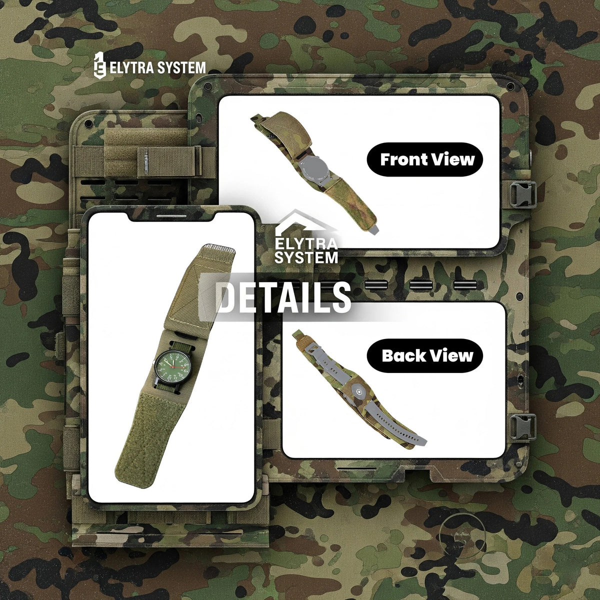 TACTICAL Nylon Style Watch Band with Cover Flap Smartwatch Compatible for Men Women Outdoor Hunting Watch Straps