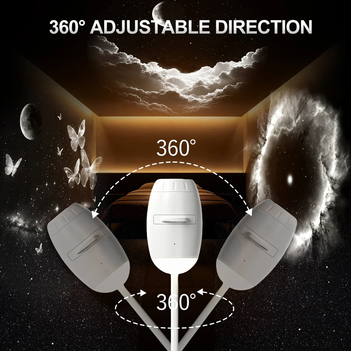 Romantic LED Starry Sky Night Light USB Powered Saturn Galaxy Projector Lamp for Car Roof Party Room Ceiling Decor Plug and Play