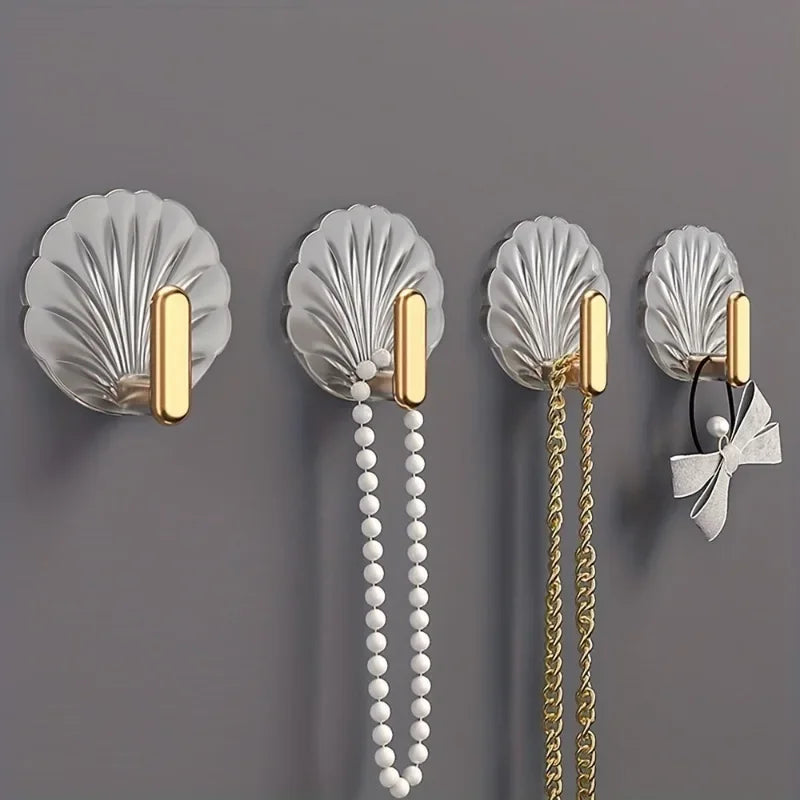 4Pcs Decorative Wall Self Adhesive Hooks, Adhesive Wall Hooks for Hanging Heavy Duty, Over The Door Hooks Key Holder for Wall