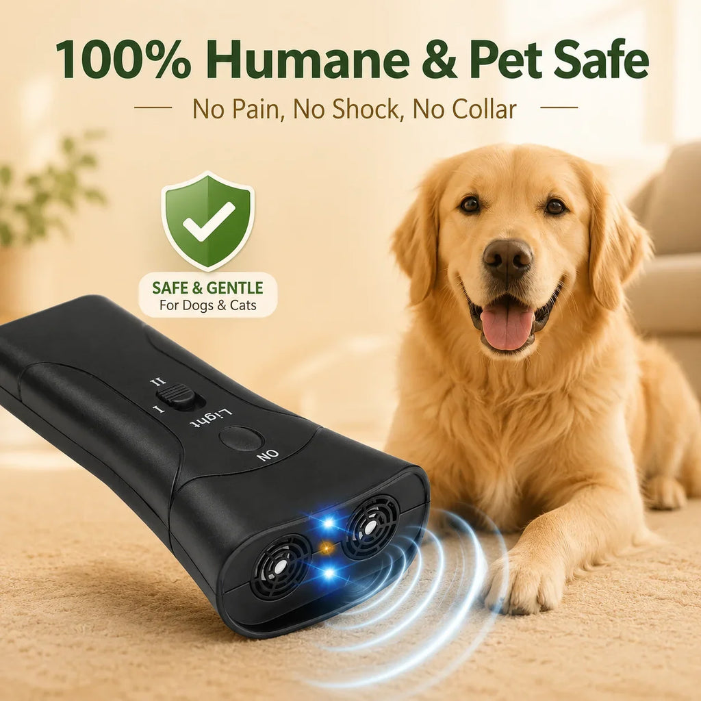 Handheld Ultrasonic Anti Barking Device Dog Training Tool with LED Light 2 Modes Pet Behavior Corrector