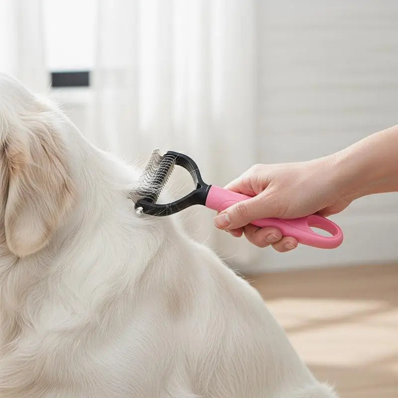 Professional 2 in 1 Pet Dematting Deshedding Brush Dog Cat Hair Remover for Small Medium Large Pet Grooming