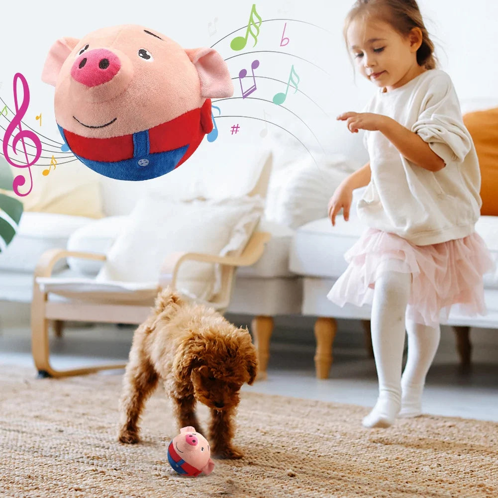 Plush Automatic Bouncing Toys Bite Resistant Funny Interactive Squeaky Toys Talking Self-Moving for Small Medium Dogs