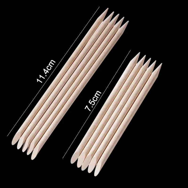 50/600Pcs Nail Orange Wood Sticks Double Head Cuticle Pusher Remover Rhinestone Picking Dotting Pedicure Manicure Care Tools