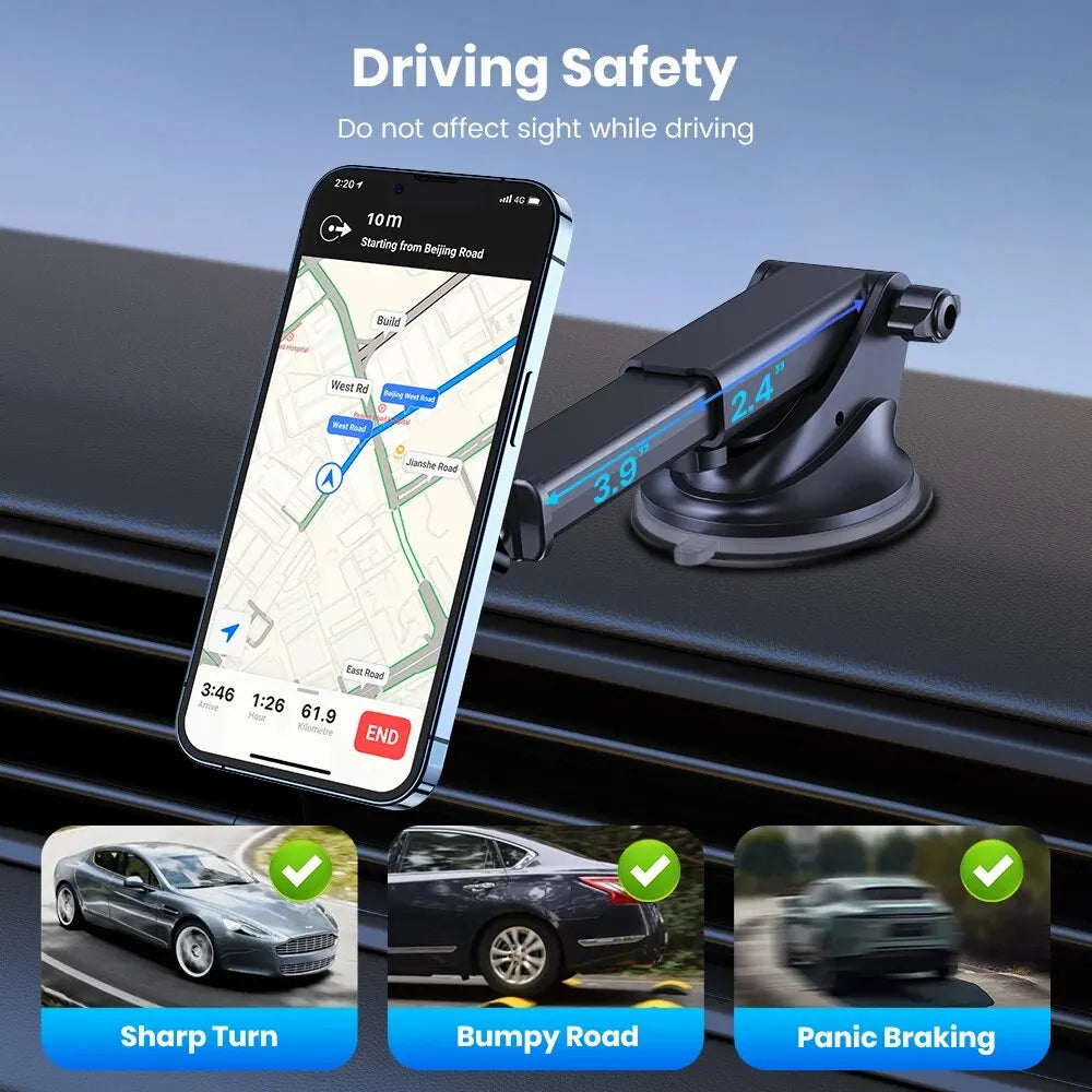 TOPK Magnetic Car Phone Holder,Universal Dashboard Windshield Industrial-Strength Suction Cup Car Phone Mount for All Phones