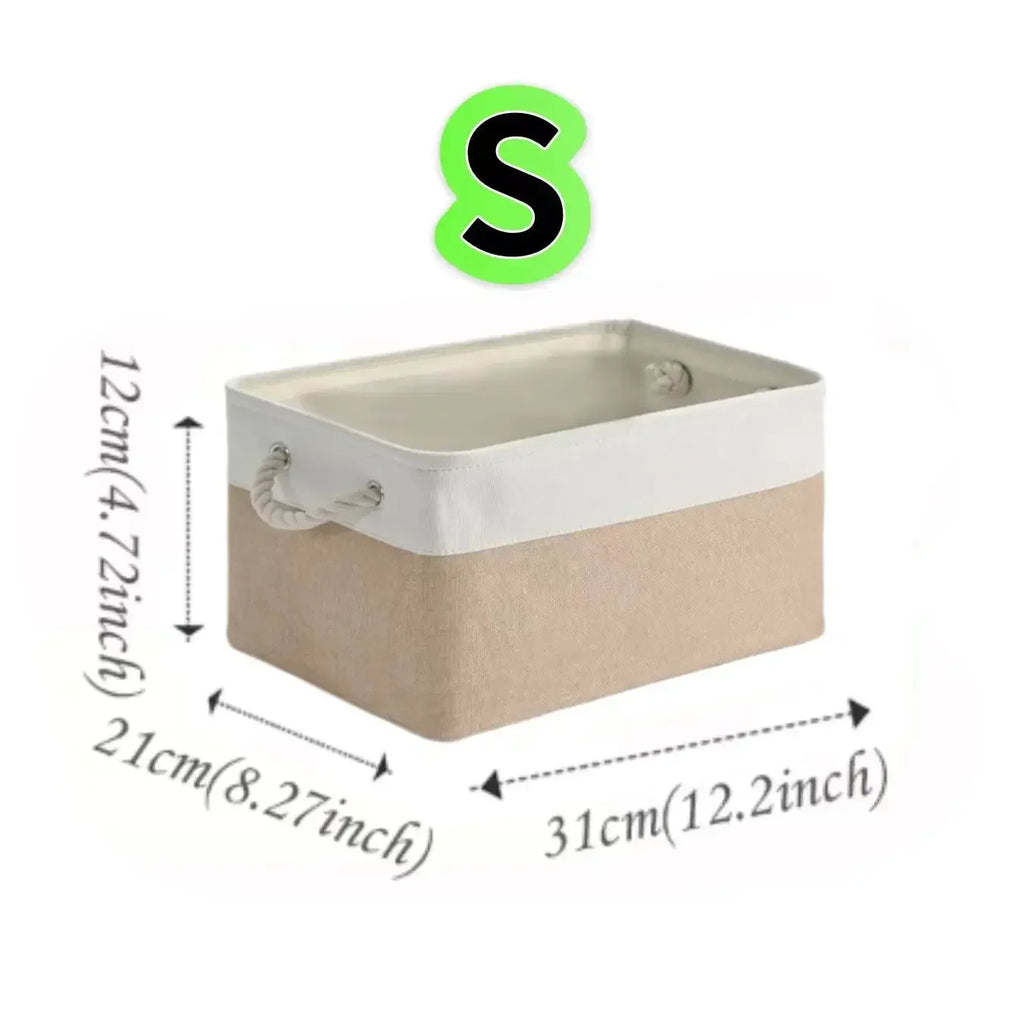 Linen Foldable Storage Basket Collapsible Sundries Storage Box with Rope Handle for Kids Toys Books Underwear Socks Organizer