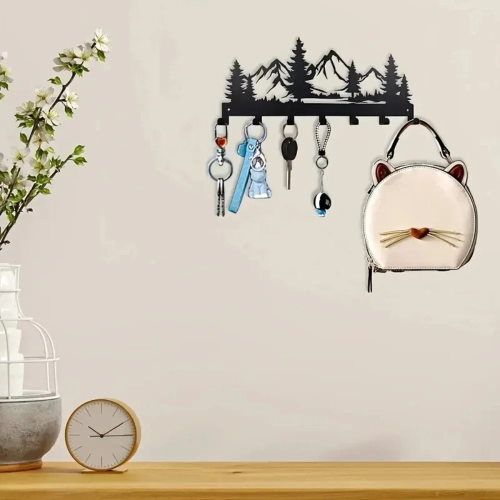 CIFBUY Metal Key Holder Wall Mounted Organizer Rack With 7 Hooks Hanger For Kitchen Entryway Hallway Bedroom Home Decor Storage