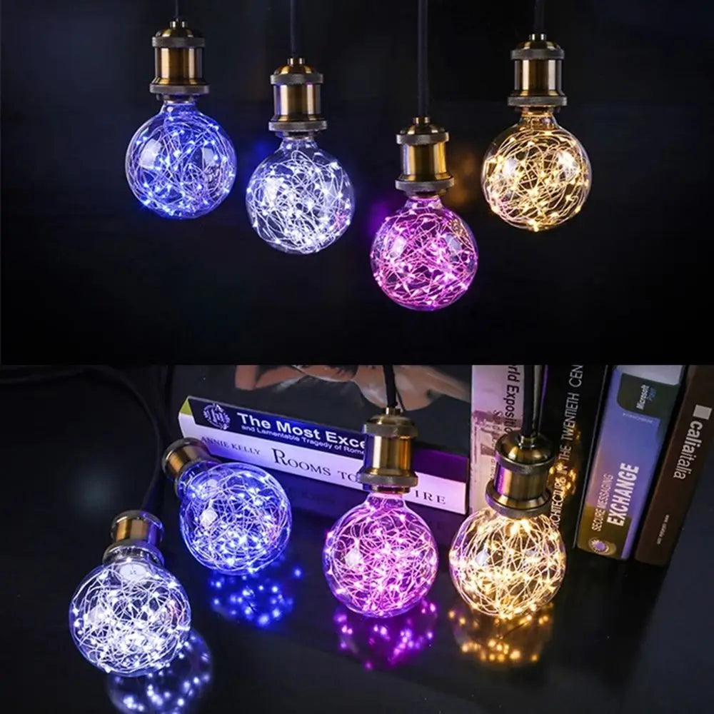 Retro Colorful RGB Lighting Wedding Party Bar Atmosphere Holiday Night Light LED Light Bulb Copper Wire Bulb String Light