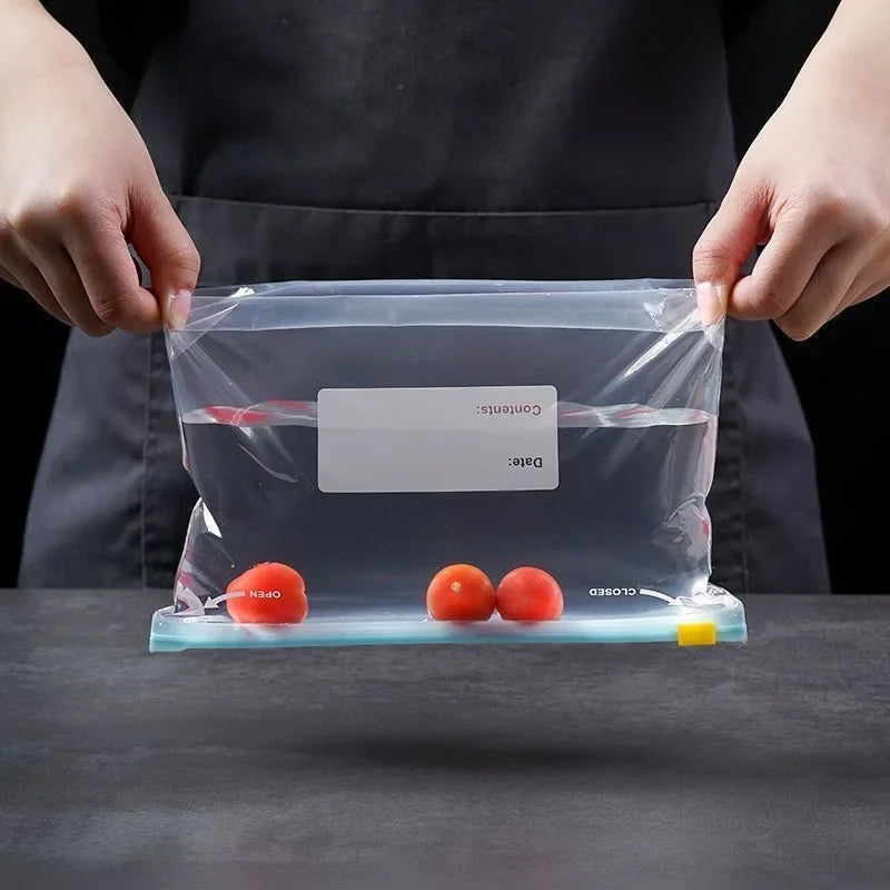 100Pcs Slider Gallon Food Storage Freezer Bags with Stand-Up Bottom Reusable Food Storage Bags Slide Zipper Bag Pouch JAF305