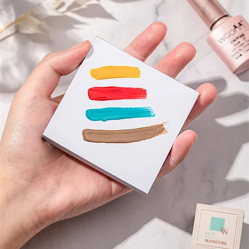 Disposable Nail Tinting Palettes 50pcs, Tearable Glue Paper, Nail Polish Color Mixing Tray, Waterproof Display Board