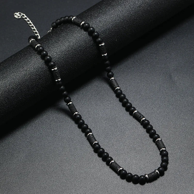 New Bohemian Men's Beaded Necklace Tiger Stone Natural Stone Fashion Trend Design Minimalist Necklace Commemorative Gift
