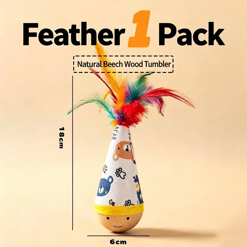 Swing Cat Toy Dynamic Cat Interactive Toys Funny Feather Kitten Teaser Automatic Toy Gift Cat Feather Toy Kitten Wobble Ball
