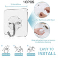 Large Adhesive Hooks Heavy Duty 22 lbs Robe Towel Hooks Waterproof Adhesive Wall Hooks for Home Bathroom Kitchen Office
