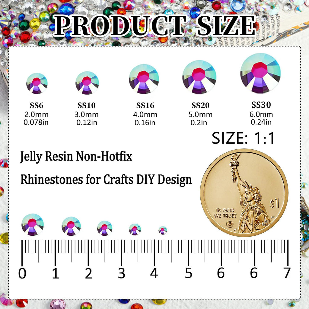Silvery Flatback Resin Jelly Rhinestones 2mm 3mm 4mm 5mm 6mm Drill Faux Gems Bead for Crafts DIY Nail Art Charms Supplies