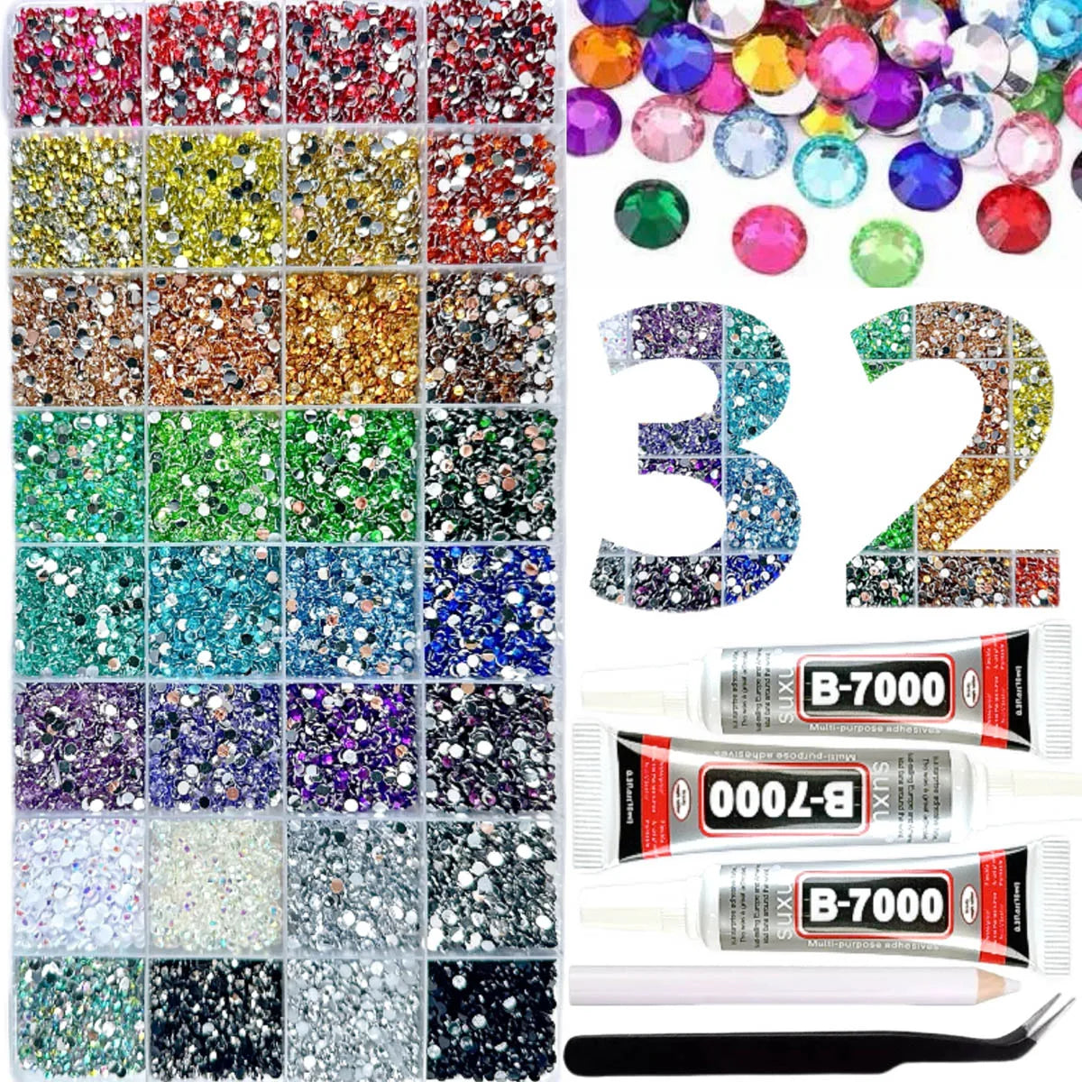 1Box Hot Selling Colorful Nail Rhinestones Bedazzling Kit 3mm Semi-circular Flatback Resin Nail Diamond Charms DIY Nails Parts