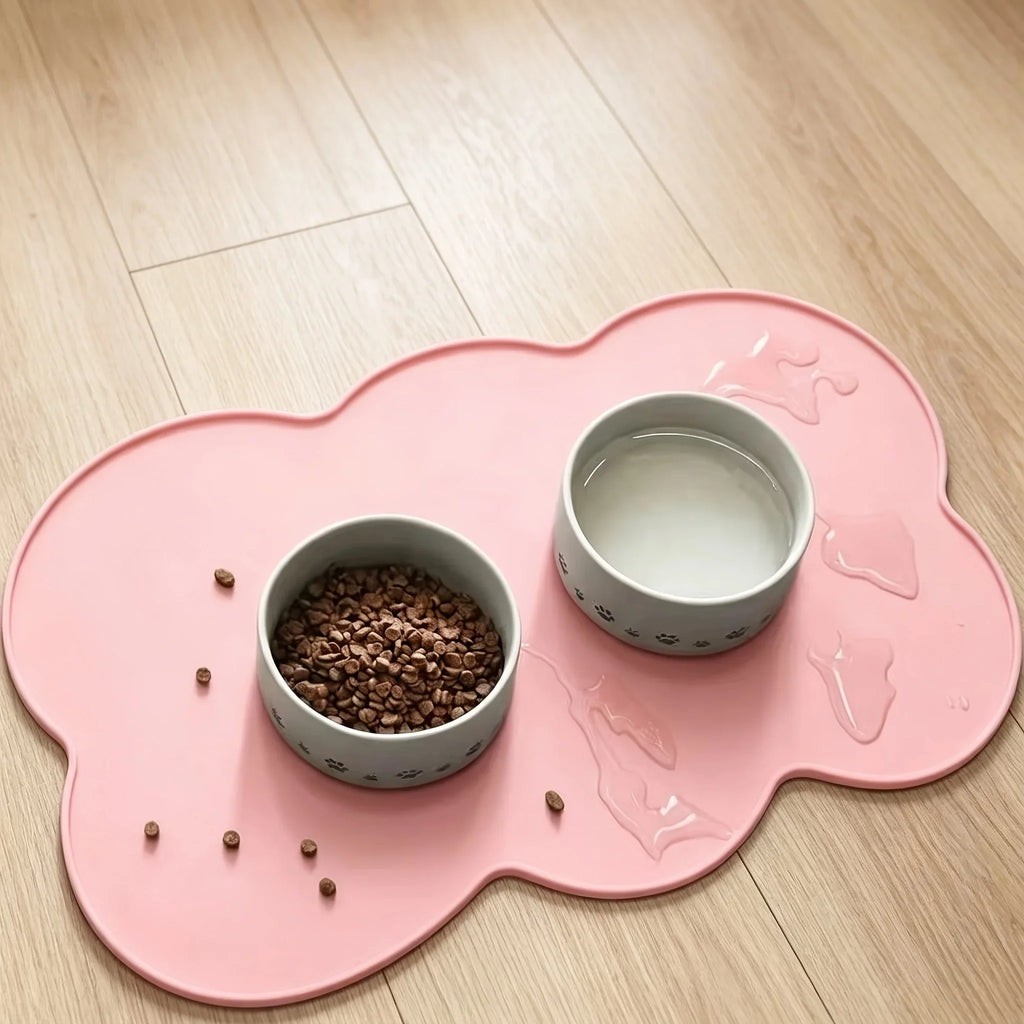 Pet Feeding Mat For Dogs & Cats, Thin Silicone Waterproof Cat Food Mat Cat Bowl Mat With Raised Edge, Cat Placemat