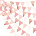 Rose Gold Triangle Paper Pennant Garland, Wedding, Birthday, Anniversary, Bridal Shower, Indoor & Outdoor Garden Party Decor