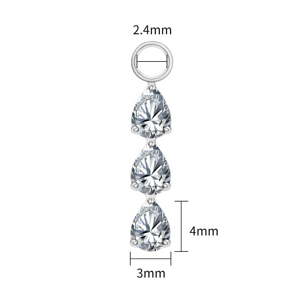 Right Grand ASTM F136 Titanium Pear Drop Charm for Huggie Hoop Earring Dangle Teardrop CZ Pendant for Helix Earlobe Piercing