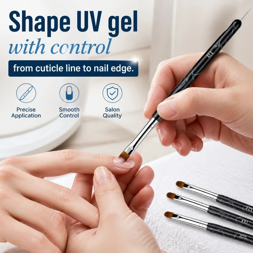 4PCS Dual Ended UV Gel Nail Brushes Set Two Way Poly Gel Builder Brush with Dotting Tool for Nail Extension Manicure DIY