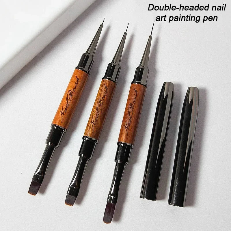 New 1pcs Double-end Nail Pen Nail  Art Brushes Builder Gel French Nail Gradient Brush Small Thin Manicure Brush Tool