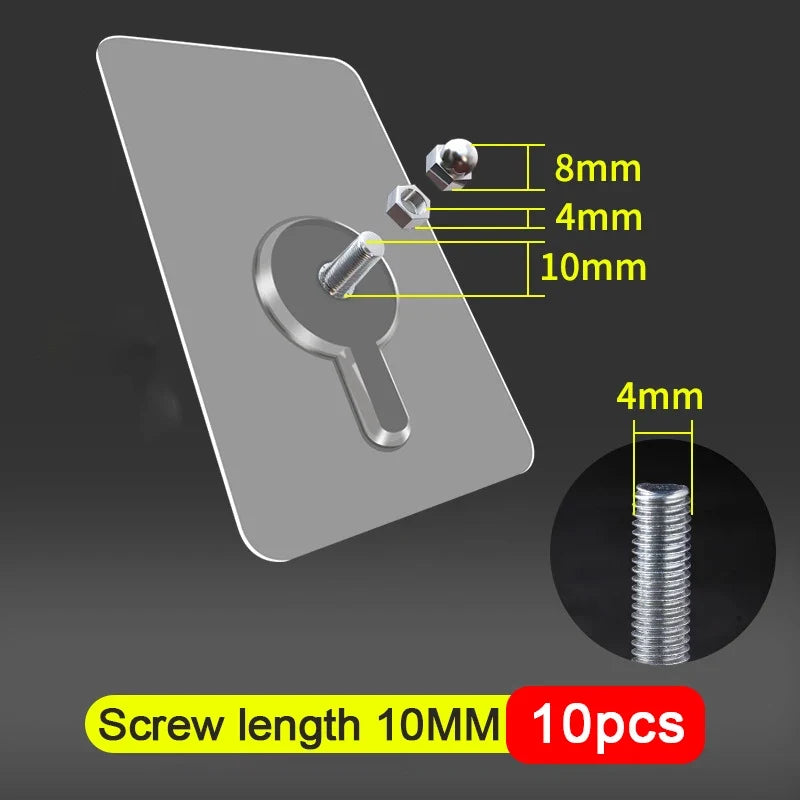 10Pcs Shelf Adhesive Wall Hooks Clear Closet Cabinet Shelf Pegs Wall Hangers Kitchen Bathroom Screw Hook Hanger
