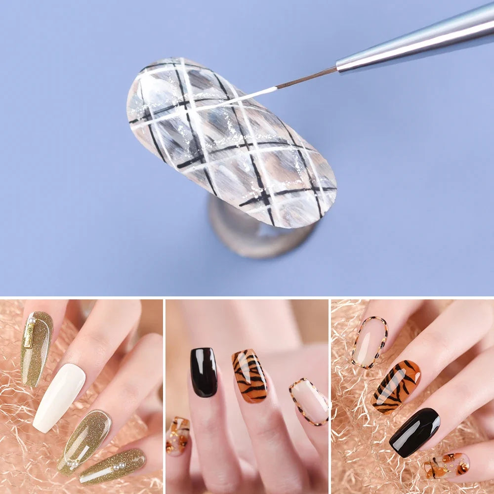 KADS Gel Liner Nail Art Brush 8/15/20mm 100% Kolinsky French Stripe Thin Pincel Liner Nails Brush DIY Drawing Painting Pen