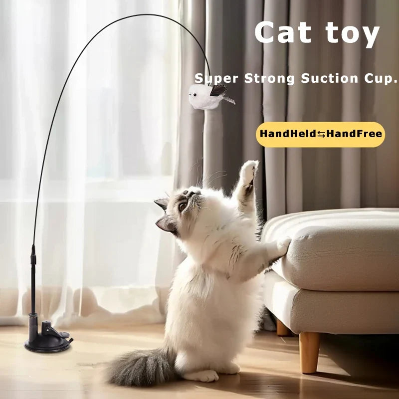 Simulation Feather Bird Interactive Cat Toys Funny Bird with Bell Cat Stick Toy for Kitten Playing Teaser Wand Toys Cat Supplies