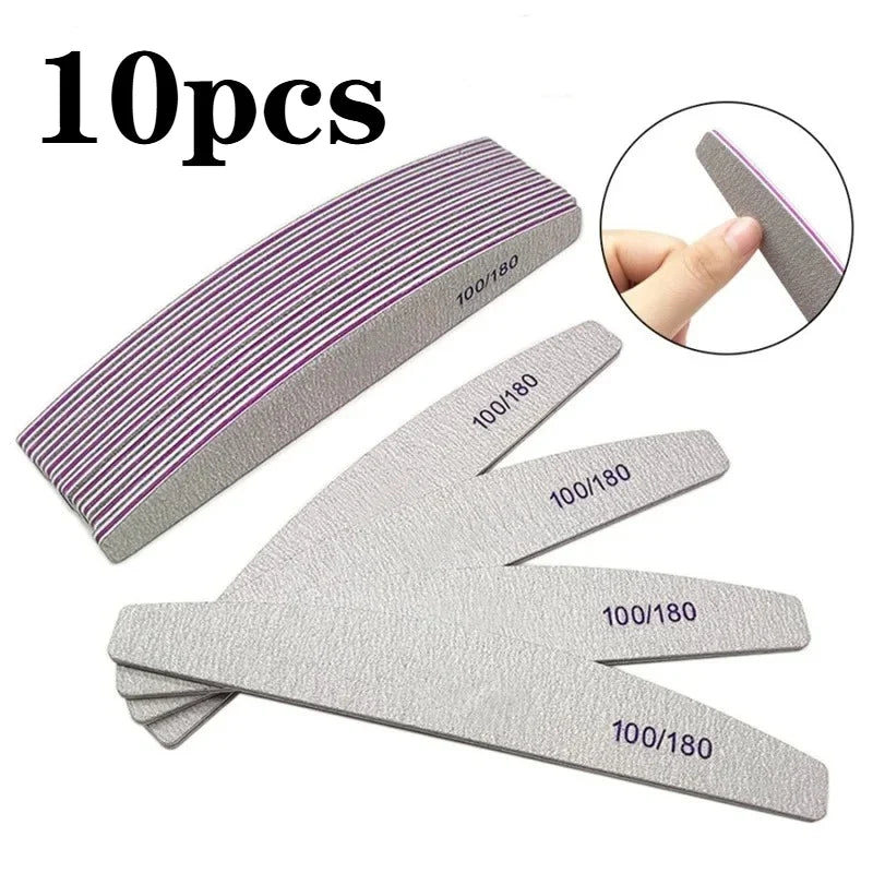5pcs/10pcs/25pcs /Lot Professional Nail File Reusable Double Sided Emery Board(100/180 Grit) Nail Styling Manicure Tool