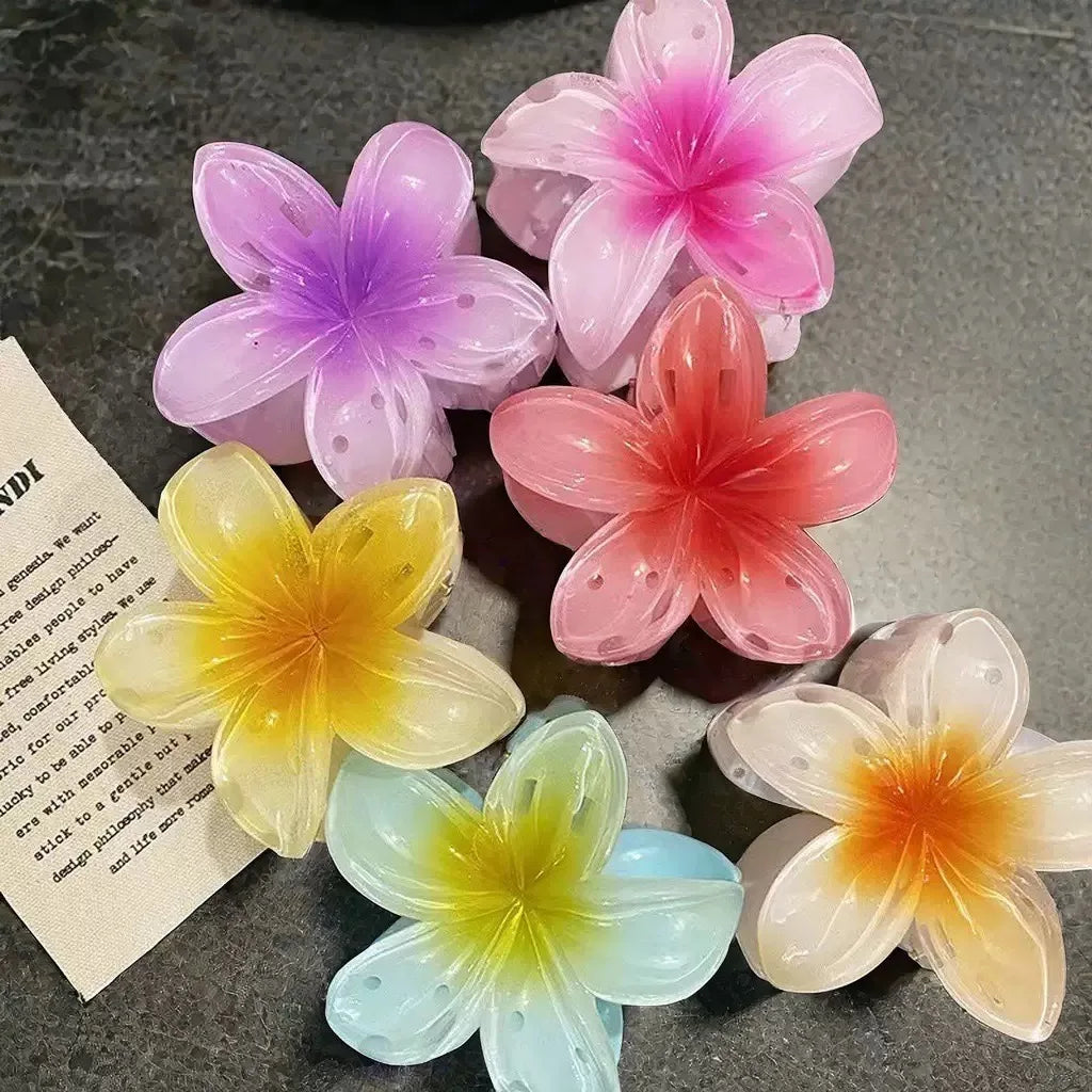 6Pcs Fashion Colorful Transparent Flower Small Hair Claw Clips clamp Hairpin Barrette For Thick Thin Hair Accessories For Women