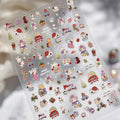 5D Nail Stickers Cute Stars Bow Nail Art Stickers Silver Metallic Metal Graffiti Gray Y2K Symbol DIY Nail 3D Decorations Decals