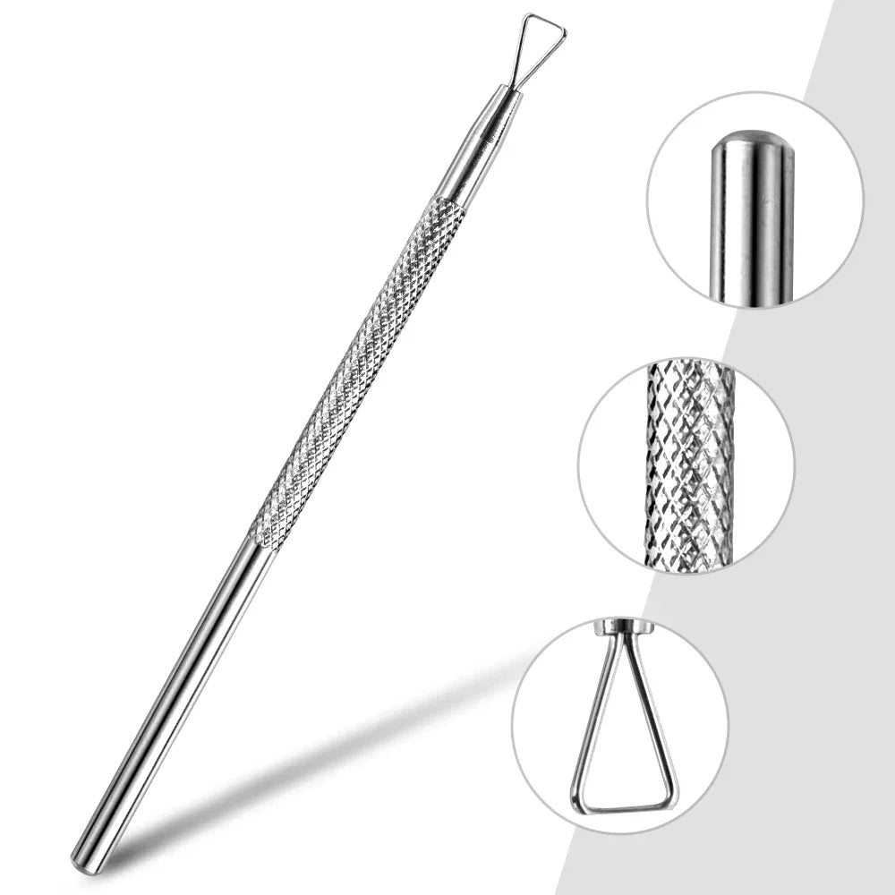 50Pcs 180Grit Sanding Slice+1Pc Nail Cuticle Pusher Set Self-Adhesive Pre Polishing Sandpaper Nails Files Manicure Pedicure Tool