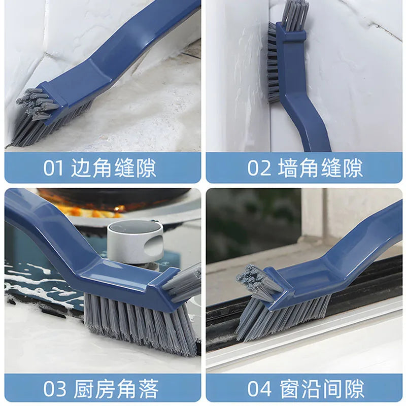 Multipurpose Bathroom Tile Floor Gap Cleaning Brush 2 in 1 Window Groove Hand Cleaning Tool for Household Corners and Kitchen
