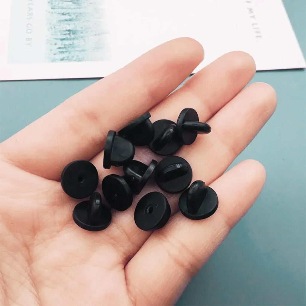 50/100pcs Black Rubber Pin Backs for Tie Tack Lapel Holder Clasp Cap Keepers Brooch Badge Jewelry Making Supplies Accessories