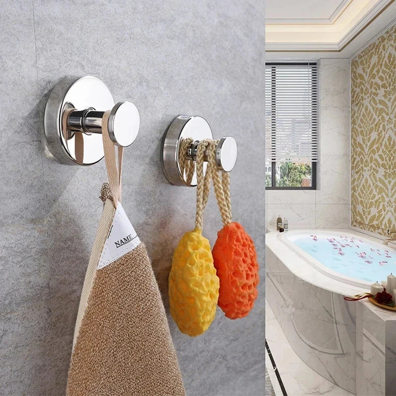 Suction Cup Hook Stainless Steel Punch-free Hooks Waterproof Wall Mount Strong Adsorption Hooks Reusable Kitchen Bathroom Hook