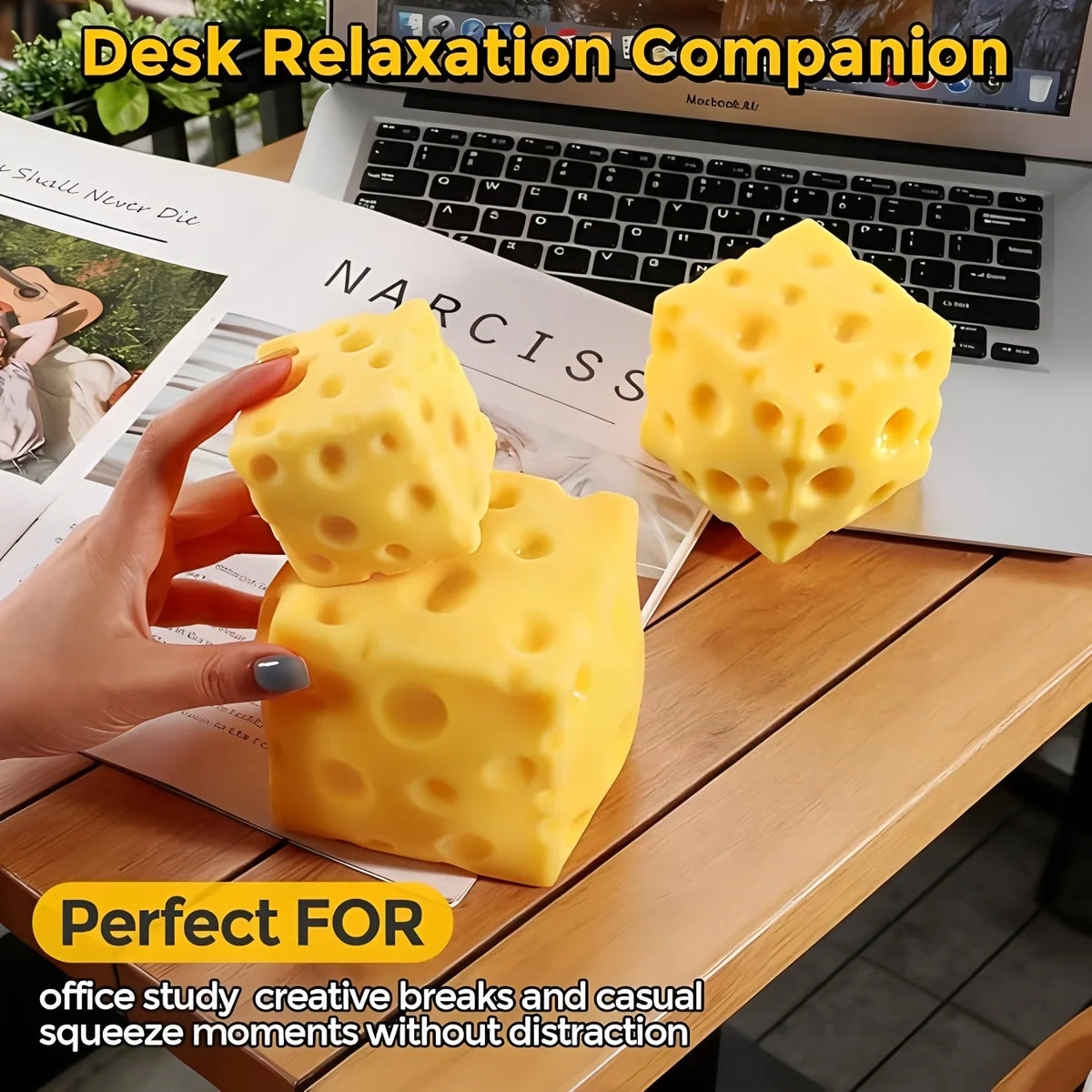 Stress Relief Cheese Squishy Toy Elastic Squeeze Toy Slow Rebound Anxiety Relief Anti-stress Funny Toy Decompression For Adults
